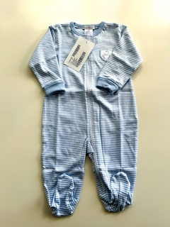 Pijama Enterito Baby Cottons Rayado Celeste Talle 6 Meses