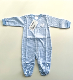 Pijama Enterito Baby Cottons Rayado Celeste Talle 6 Meses - comprar online