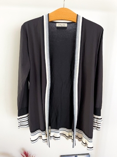 Cardigan Jazmin Chebar Negro Mangas Con Volados Talle 2 - comprar online