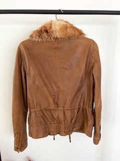 Campera De Cuero Marron Zara Cuello Desmontable Talle S en internet