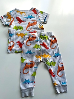 Pijama Dos Piezas Old Navy Rayado Beige Dinosaurios 12-18 M - comprar online