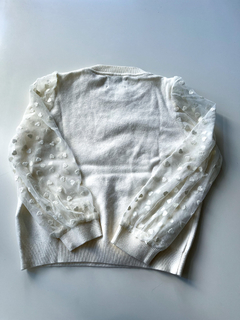 Sweater Zara Niña Crudo Mangas Con Transparencia T 7 Años - comprar online