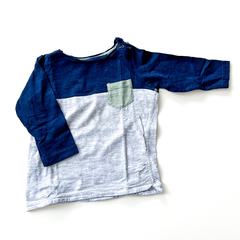 Remera Hym Bebe Azul Y Gris Talle 9-12 Meses