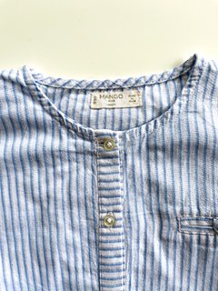 Camisa Mango Niña Rayada Celeste Y Blanco Brillo 3- 4 Años - comprar online