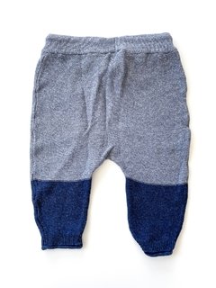 Pantalon Tejido De Punto Hym Bebe Gris Azul Talle 4-6 Meses