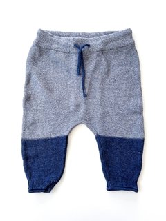 Pantalon Tejido De Punto Hym Bebe Gris Azul Talle 4-6 Meses en internet