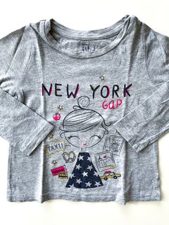 Remera Gap Niñas Gris Manga Larga Estampada Talle 4 Años - comprar online