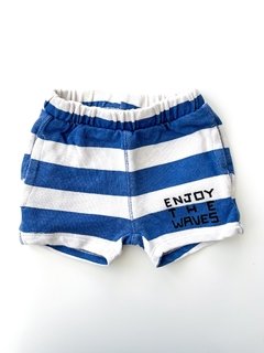 Short Jogging Zara Rayado Blanco Y Azul Talle 6-9 Meses