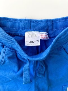 Short De Algodón Zara Bebe Azul Claro Talle 6-9 Meses en internet