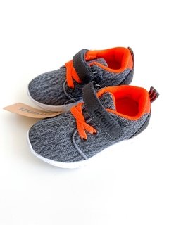 Zapatillas Infantil Niño Grises Con Naranja Talle 19