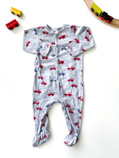 Enterito Pijama Hym Gris Estampado Autos T 6/9 Meses