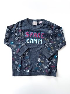 Remera Zara Bebe Gris Estampa Space Camp Talle 9-12 Meses