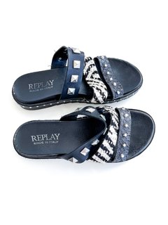 Sandalias Negras Replay Con Tachas Y Cebra Talle 39 - comprar online