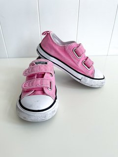 Zapatillas Converse Low Ni a Rosa Con Velcro Talle 24 7US