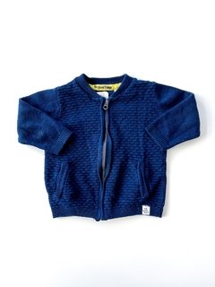 Cardigan Zara Bebe Azul Con Cierre Talle 9-12 Meses