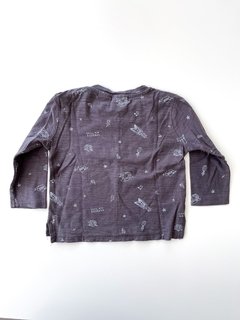 Remera Zara Manga Larga Gris Estampa Rock Star Talle 6-9 M - comprar online