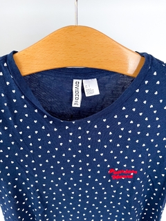 Pijama Conjunto Hym Azul Estampa Corazones Talle S - tienda online