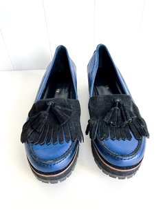 Mocasines Con Plataforma Azul Brilloso Maria Cher Talle 39 en internet