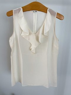 Blusa blanca Con Volados En El Cuello talle M - comprar online