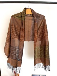 Pashmina Marron Hilos De Color Entretejido