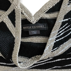 Vestido Largo Maria Vazquez De Hilo Negro Con Dorado Talle 1 - tienda online