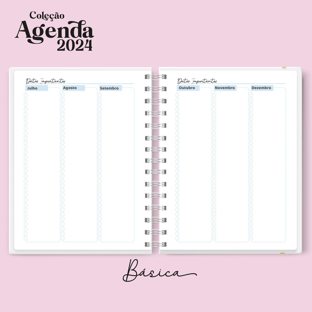 Agenda Planner Anual 2024 Rosa Personalizado Com Nome