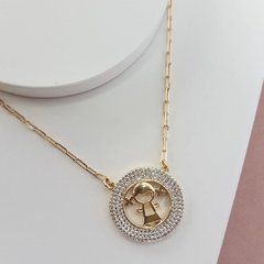 Colar filha menina mandala cravejado dourado Cód: R343 - comprar online