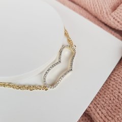 Pulseira dourada com coração vazado com zirconias Cód: R426 - comprar online