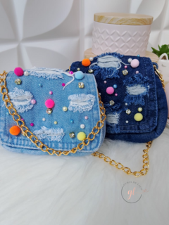 Bolsa Infantil Jeans Pompom (G)