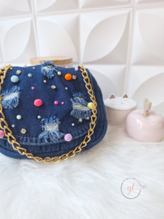 Bolsa Infantil Jeans Pompom (G) - comprar online