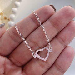 Pulseira coração vazado - prata 925 - comprar online