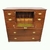 Grande cômoda / secretária inglesa em madeira nobre, moldura filetada, com gaveta abattant com 3 gavetões na internet