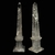Par de obeliscos em cristal de rocha ou quartzo de excelente qualidade de pureza e translucidez