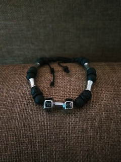 Pulsera Piedra Lava y Acero Quirúrgico Mancuerna - comprar online