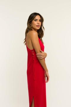 Vestido Longuete em Linho Fenda Laterais - comprar online