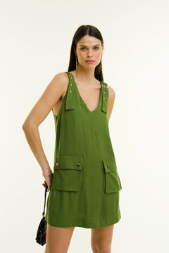 Vestido Decote V Bolso Cargo - Atma Collection