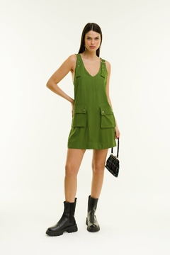 Vestido Decote V Bolso Cargo - loja online