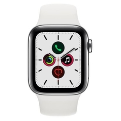 Apple Watch Series 5 Cellular + GPS, 40 mm, Aço Inoxidável Prata, Pulseira Esportiva Branca e Fecho Clássico - MWX42BZ/A