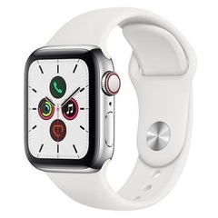 Apple Watch Series 5 Cellular + GPS, 40 mm, Aço Inoxidável Prata, Pulseira Esportiva Branca e Fecho Clássico - MWX42BZ/A - comprar online