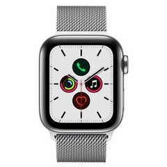 Apple Watch Series 5 Cellular + GPS, 40 mm, Aço Inoxidável Prata, Pulseira de Aço Inoxidável Prata e Fecho Magnético - MWX52BZ/A
