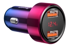 Carregador Veicular com display digital dual usb quick aurora color Baseus - Ishop