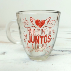 TAZA DE VIDRIO CON FRASES DE AMOR D759 - tienda online