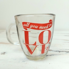 TAZA DE VIDRIO CON FRASES DE AMOR D759 en internet