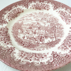 JUEGO DE PLATOS PARA MASAS PORCELANA INGLESA DECORADA EN TONOS ROSA X7 PIEZAS