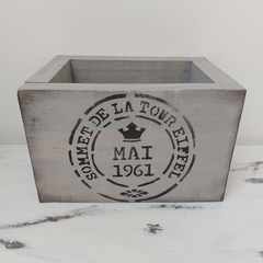 CAJA CONTENEDORA DECO DE MADERA FRASES PATINADA