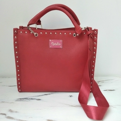 CARTERA BOLSO ECOCUERO ROJA TACHAS LIMA