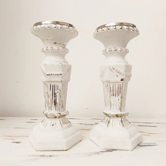 CANDELABRO DE VIDRIO BLANCO Y PLATA ( x 2 ) 30 CM E117W - comprar online