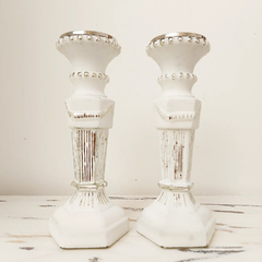 CANDELABRO VIDRIO BLANCO Y PLATA SET X2 38 CM E116W - comprar online