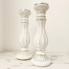 CANDELABRO VIDRIO BLANCO Y PLATA SET X2 38 CM E116W