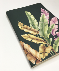 Caderno costurado P verde esmeralda - Flowersjuls - Quadros decorativos botânicos | Aquarelas autorais